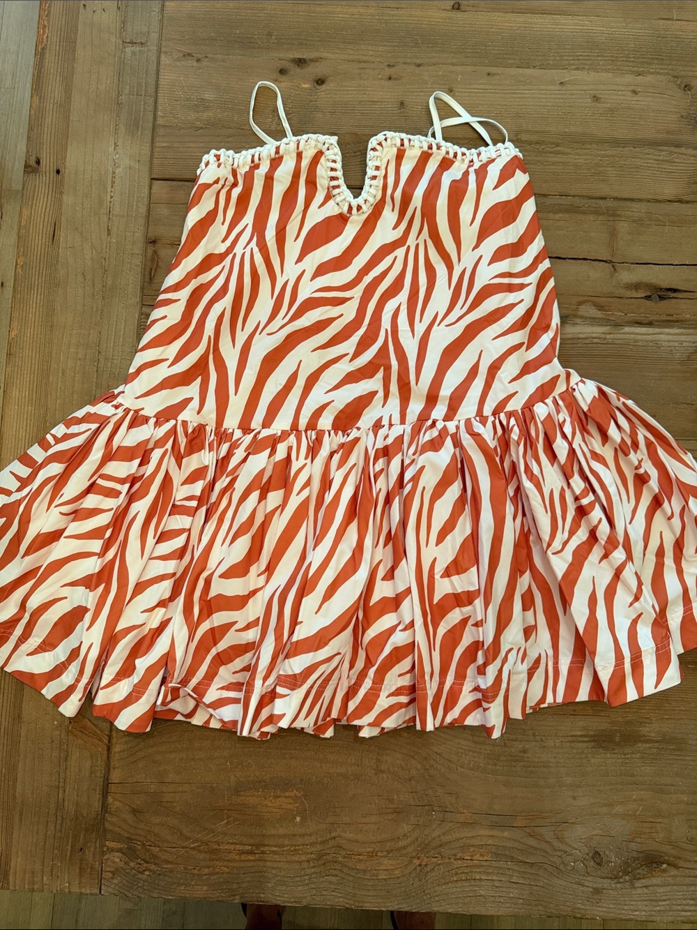 Mini Dress - Orange Zebra Print Spaghetti Strap
